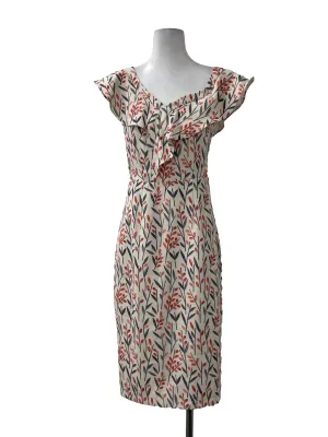 Beige Patterned Off Shoulder Dress