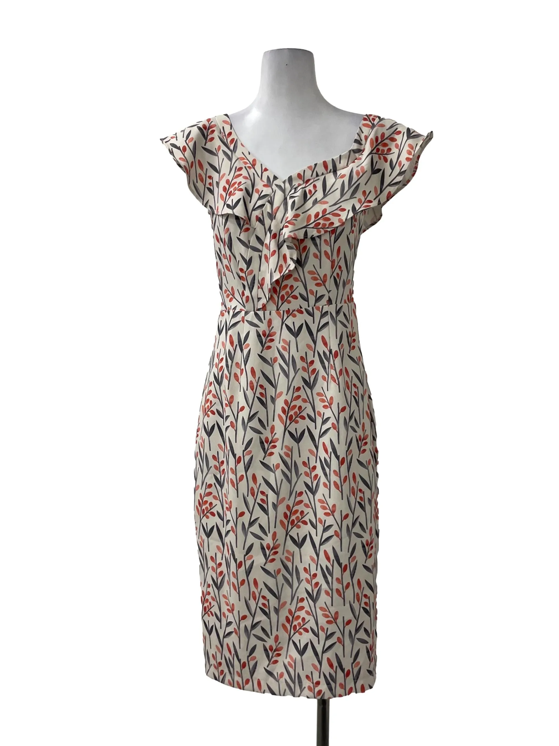 Beige Patterned Off Shoulder Dress