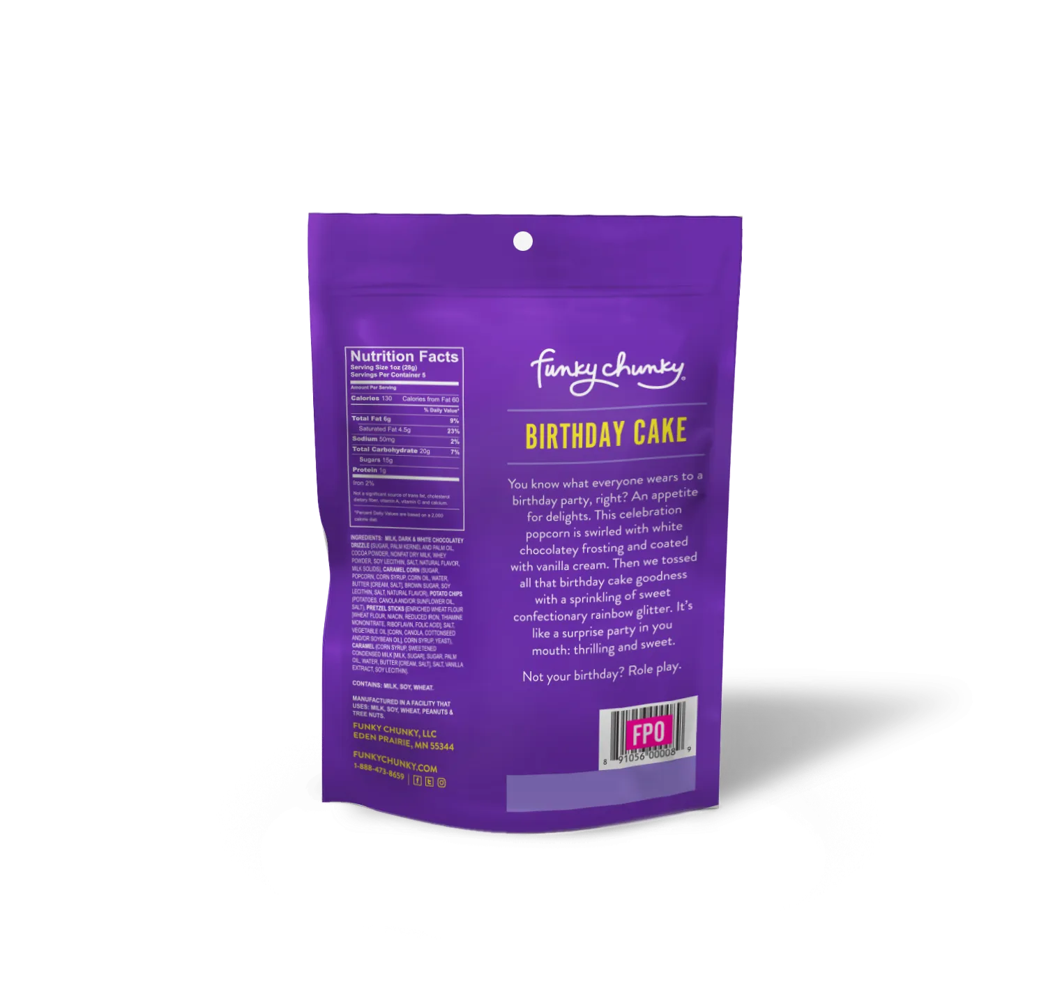 Birthday Cake 5oz Bags White Chocolate Popcorn