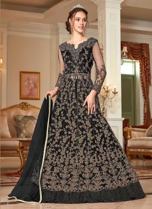 Black and Gold Heavy Embroidered Lehenga/ Pant Style Anarkali