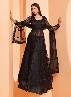 Black Heavy Designer Embroidered Lehenga/ Pant Style Anarkali