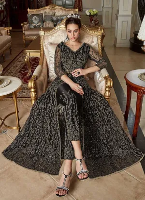 Black Heavy Embroidered Lehenga/ Pant Style Anarkali