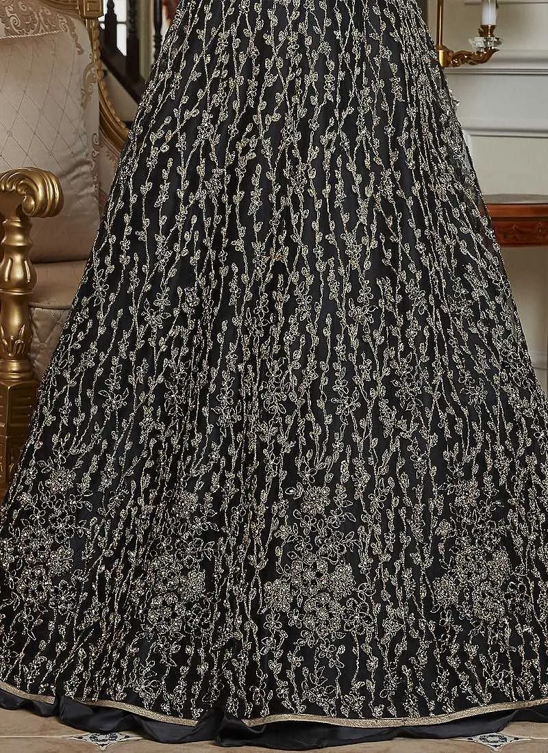 Black Heavy Embroidered Lehenga/ Pant Style Anarkali