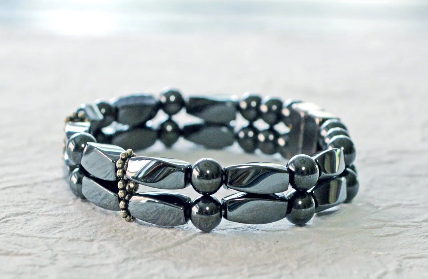 Black Hematite Double Strand Magnetic Health Bracelet