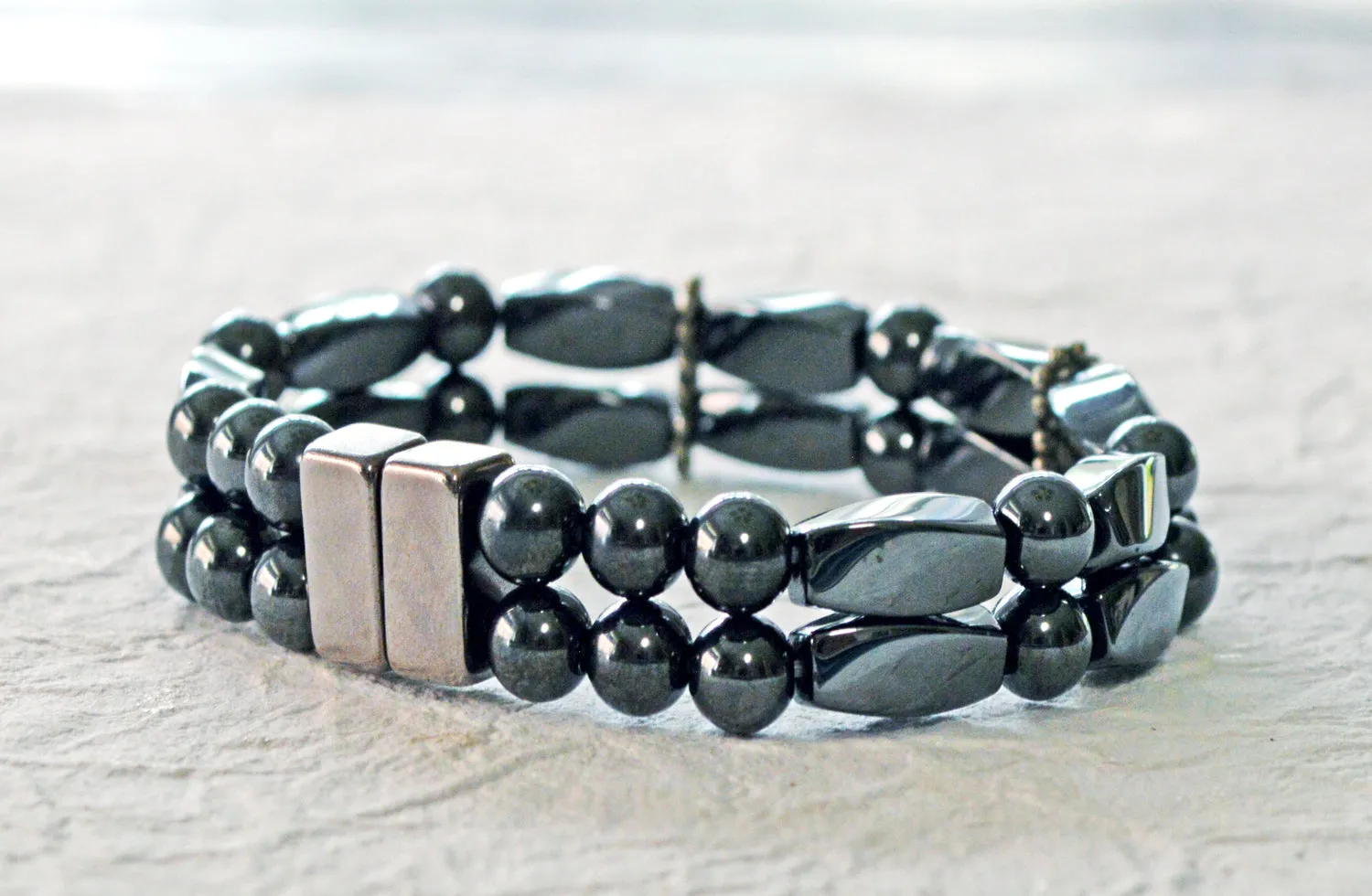 Black Hematite Double Strand Magnetic Health Bracelet