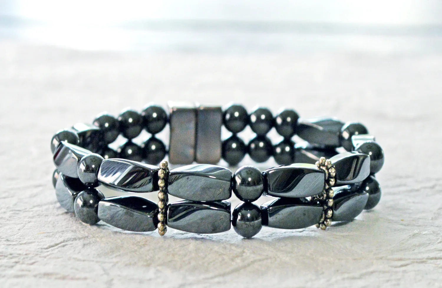 Black Hematite Double Strand Magnetic Health Bracelet