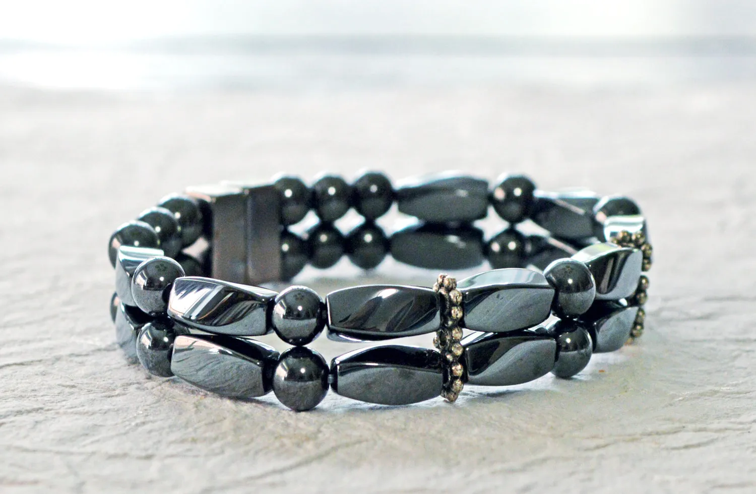 Black Hematite Double Strand Magnetic Health Bracelet