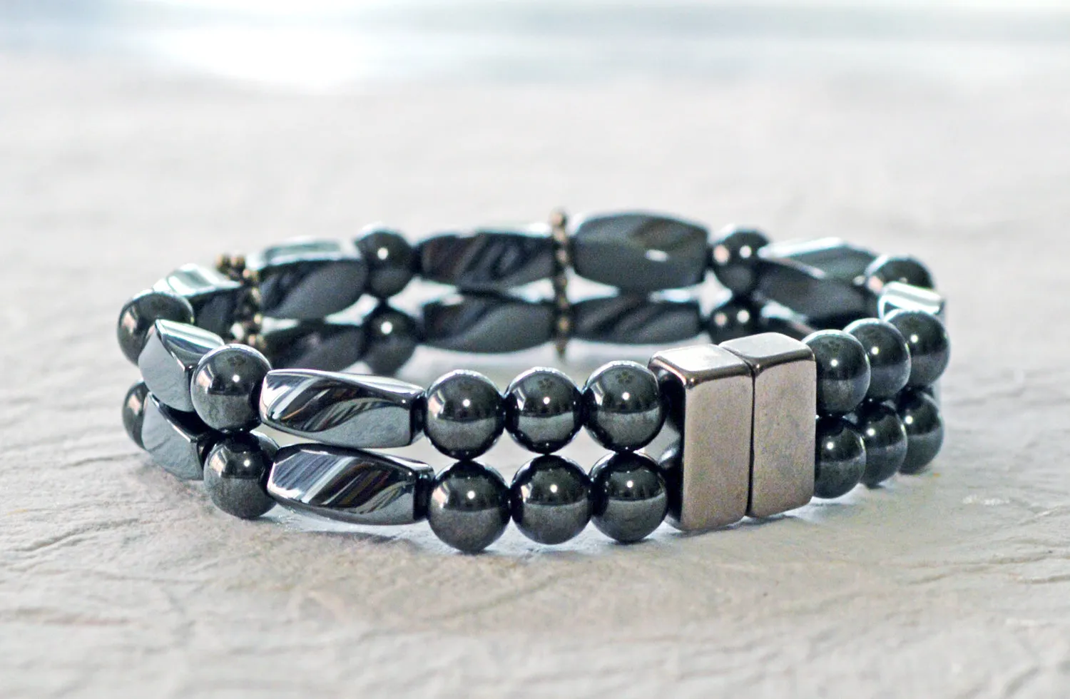 Black Hematite Double Strand Magnetic Health Bracelet