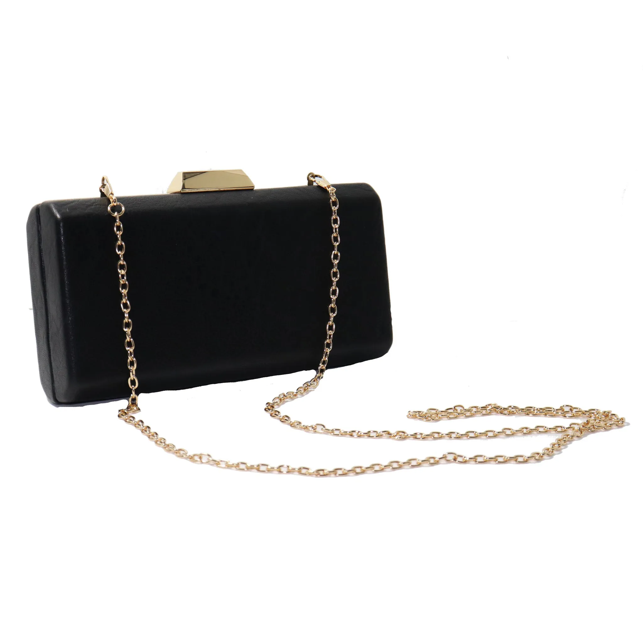 Black Leather Hard Shell Clutch
