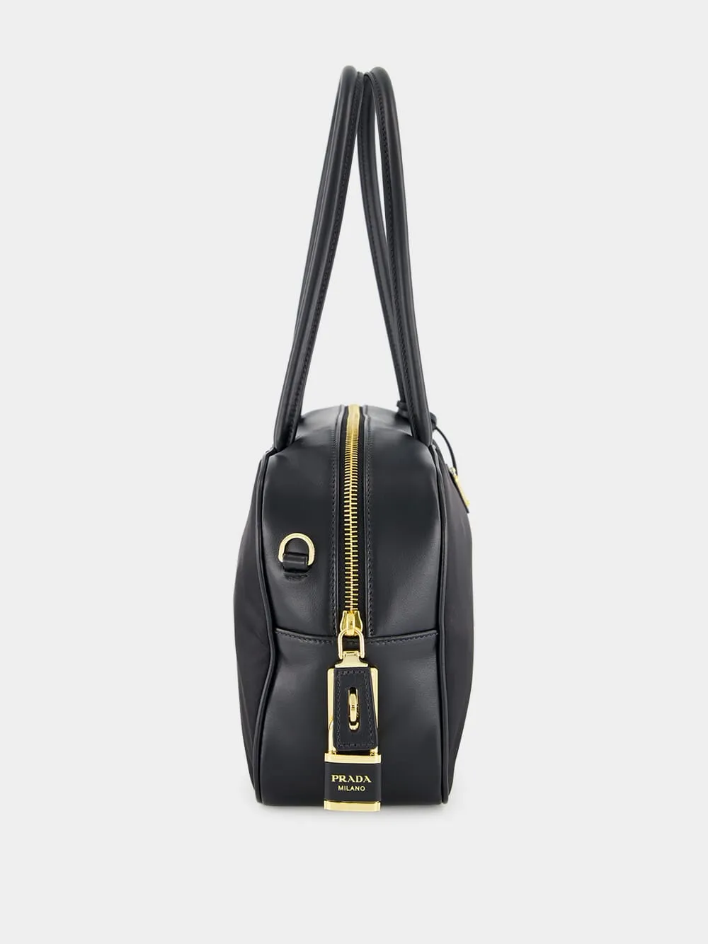 Black Re-Nylon Top-Handle Bag