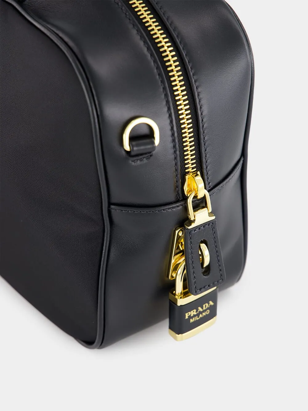 Black Re-Nylon Top-Handle Bag