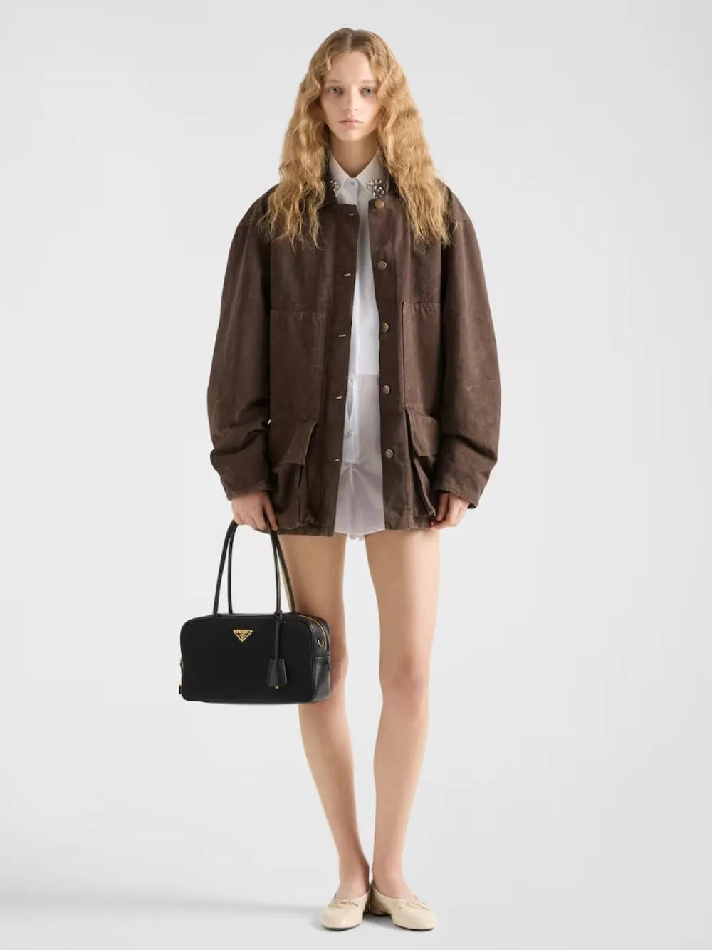 Black Re-Nylon Top-Handle Bag