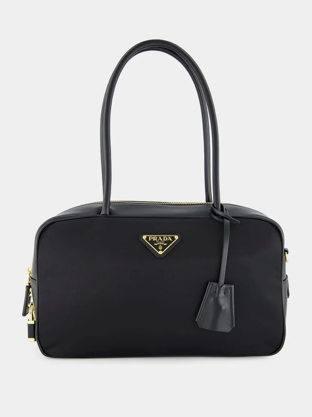 Black Re-Nylon Top-Handle Bag