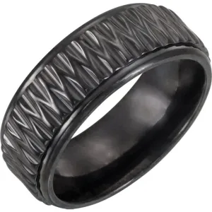 Black Titanium Patterned Wedding Band