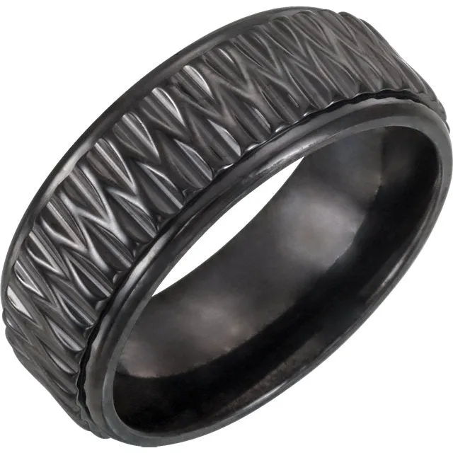Black Titanium Patterned Wedding Band