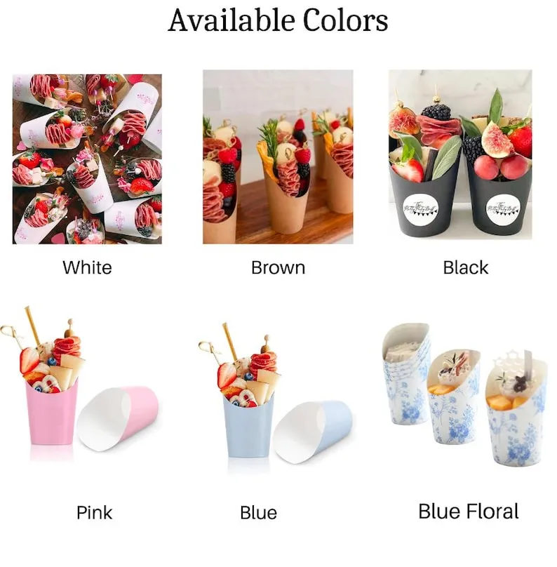 Blue Floral Charcuterie Favor Cups with Toothpicks – Set of 20 Disposable Snack Cups for Weddings, Showers & Events