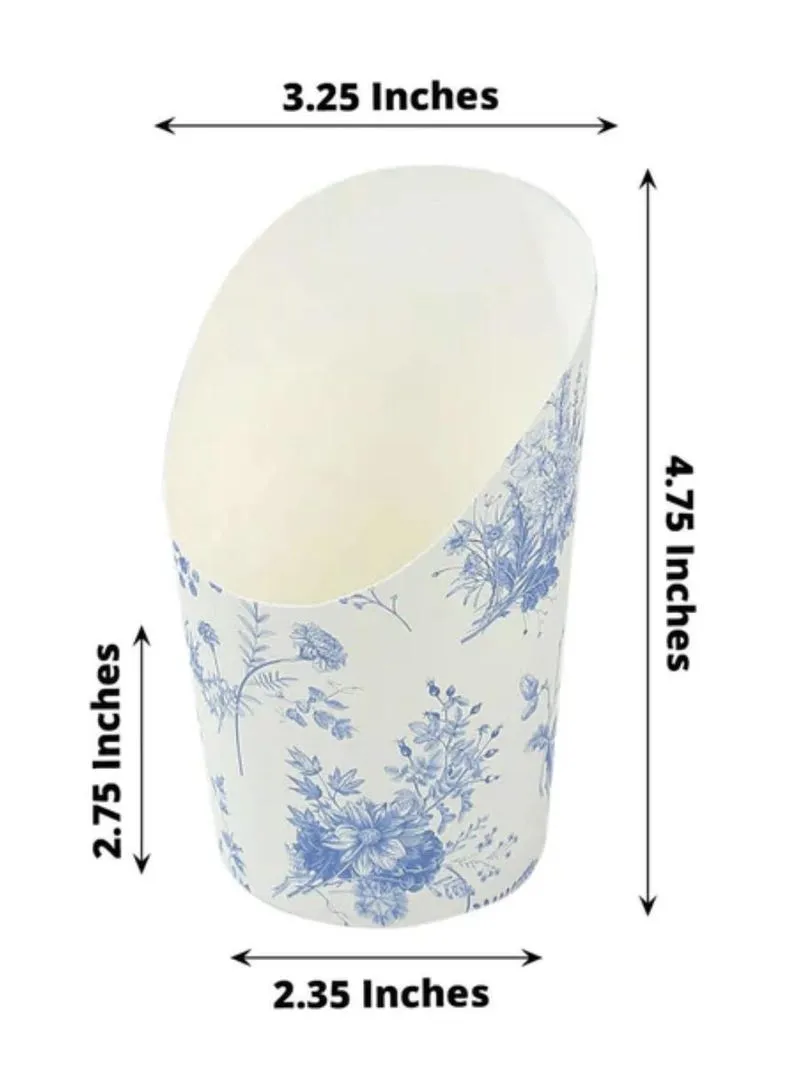 Blue Floral Charcuterie Favor Cups with Toothpicks – Set of 20 Disposable Snack Cups for Weddings, Showers & Events