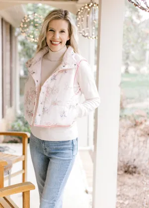 Blushing Pink Floral Puffer Vest B
