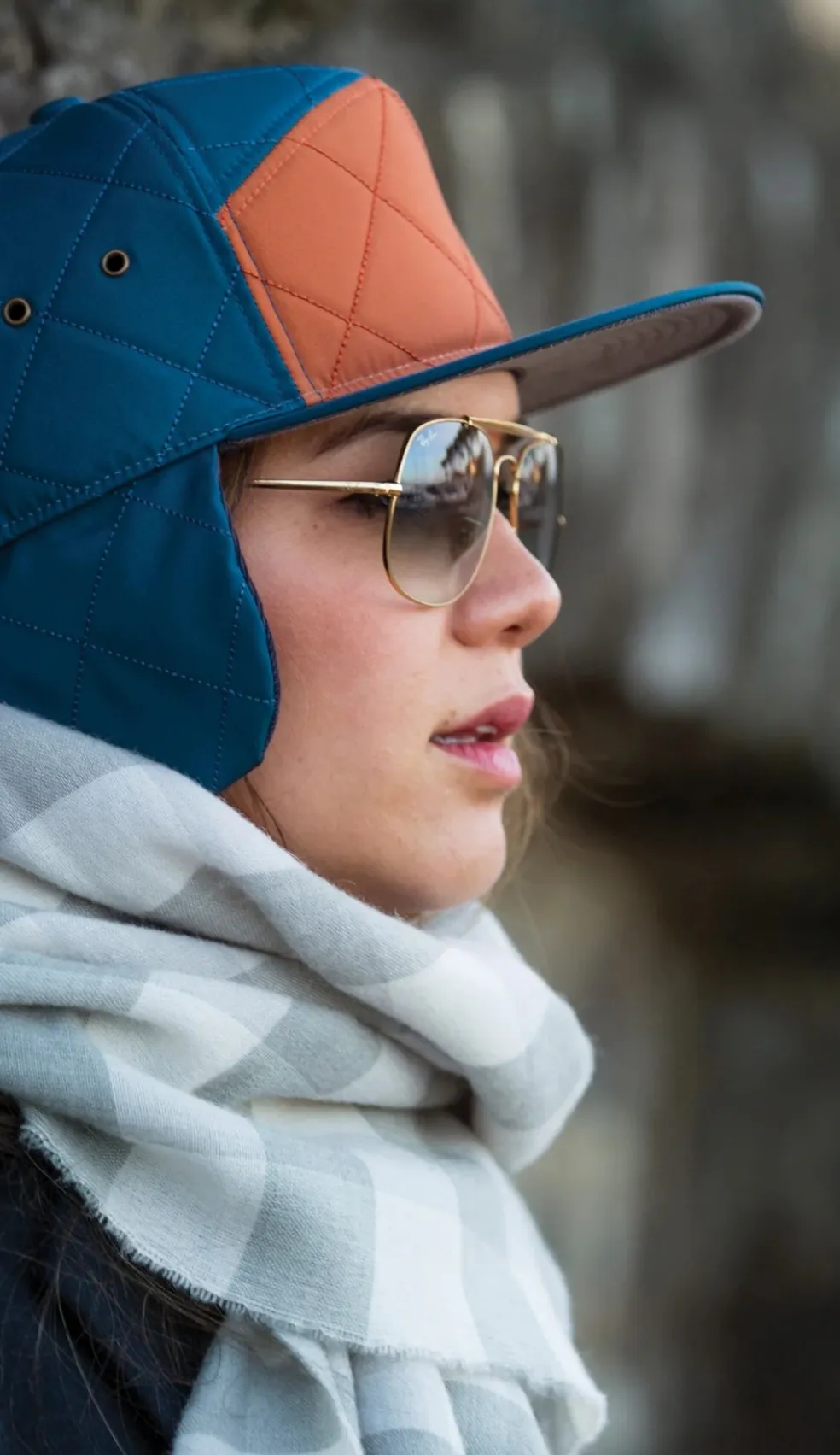 Bonfire Diamond Quilt & Corduroy Rust & Blue Performance Hat