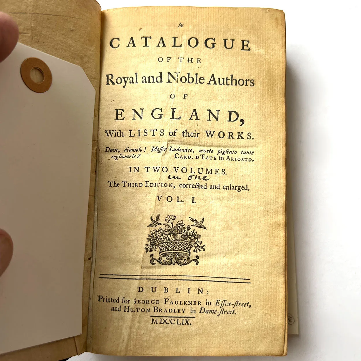 Book: A Catalogue of the Royal and Noble Authors of England by Horace Walpole