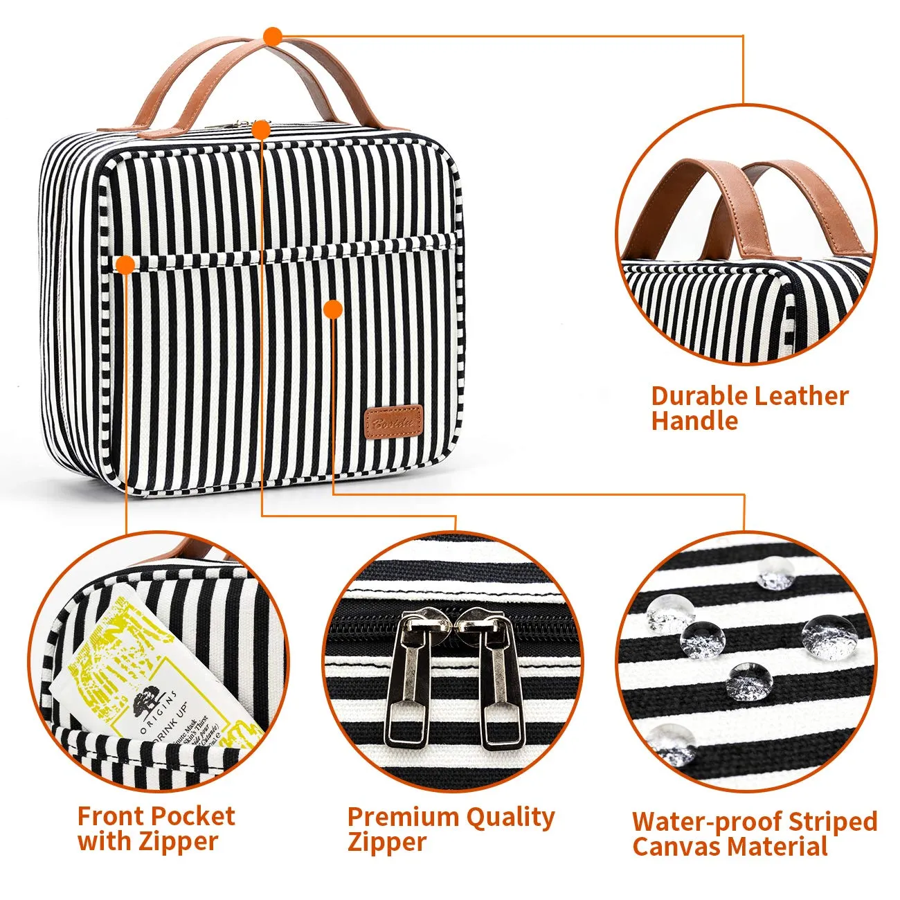 Bosidu Hanging Travel Toiletry Bag, Large Capacity Cosmetic Travel Toiletry Organizer for Women with 4 Compartments & 1 Sturdy Hook, Perfect for Daily Use/Christmas