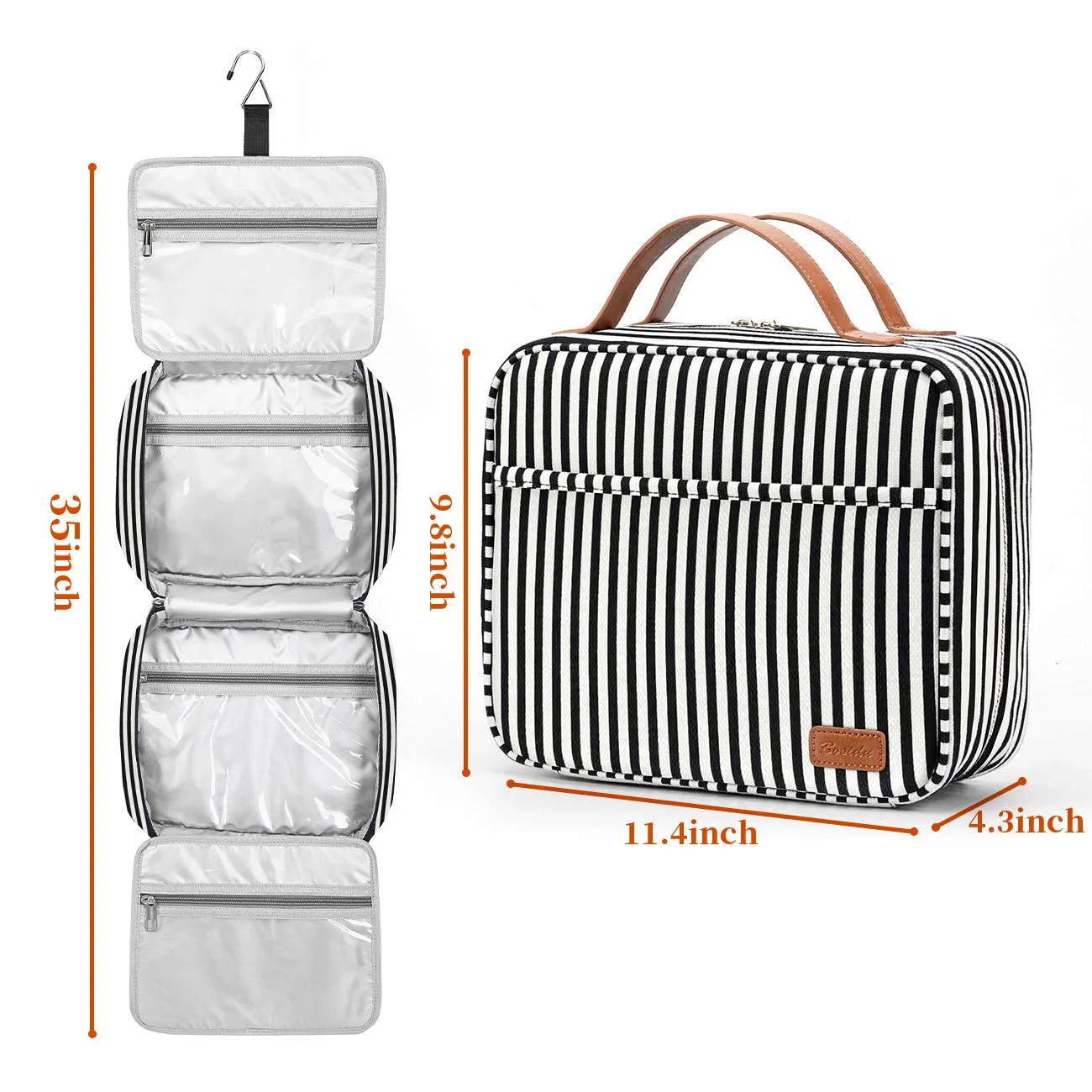 Bosidu Hanging Travel Toiletry Bag, Large Capacity Cosmetic Travel Toiletry Organizer for Women with 4 Compartments & 1 Sturdy Hook, Perfect for Daily Use/Christmas