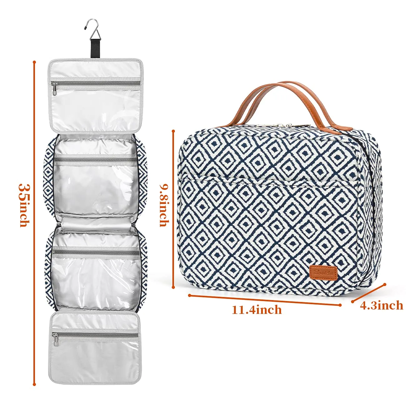 Bosidu Hanging Travel Toiletry Bag, Large Capacity Cosmetic Travel Toiletry Organizer for Women with 4 Compartments & 1 Sturdy Hook, Perfect for Daily Use/Valentines' Day