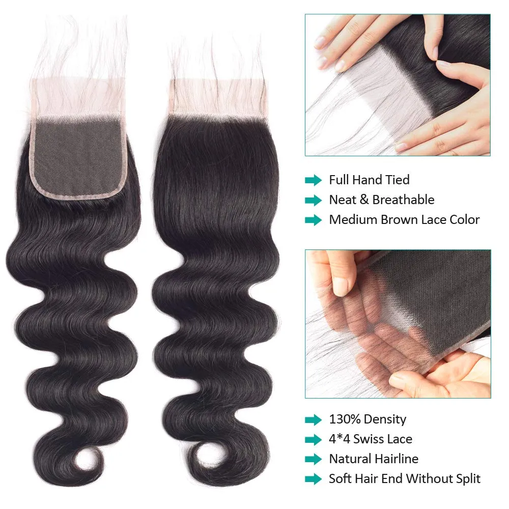 Brazilian Body Wave Hair Bundles With 6×6 Closure  MYLOCKME