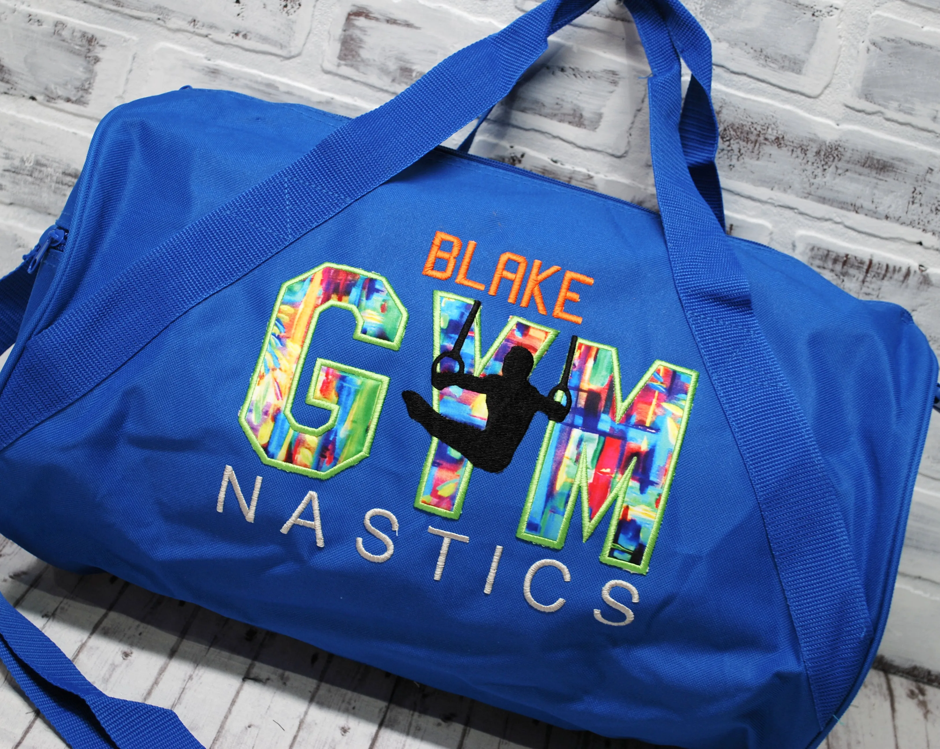Bright Abstract Boys Gymnastics Personalized Duffle or Tote Bag
