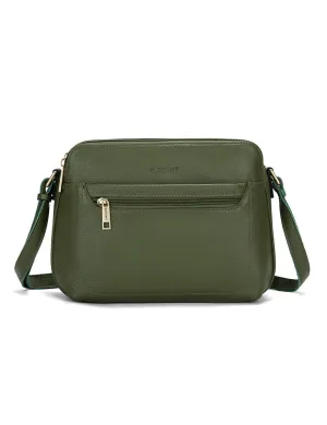 BROOKE TRIPLE COMPARTMENT LEATHER XBODY BAG-E1-0828-OLIVE-SALE