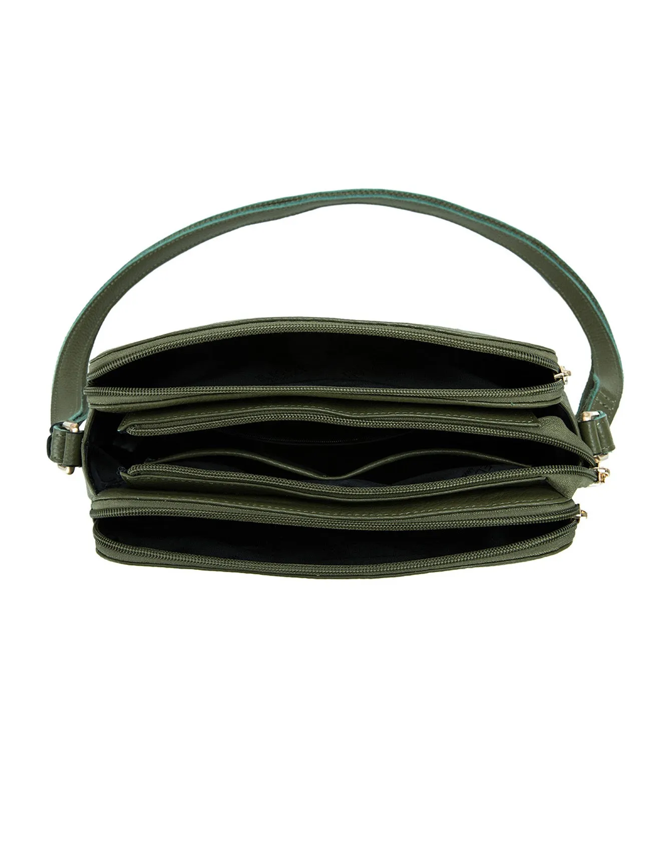 BROOKE TRIPLE COMPARTMENT LEATHER XBODY BAG-E1-0828-OLIVE-SALE