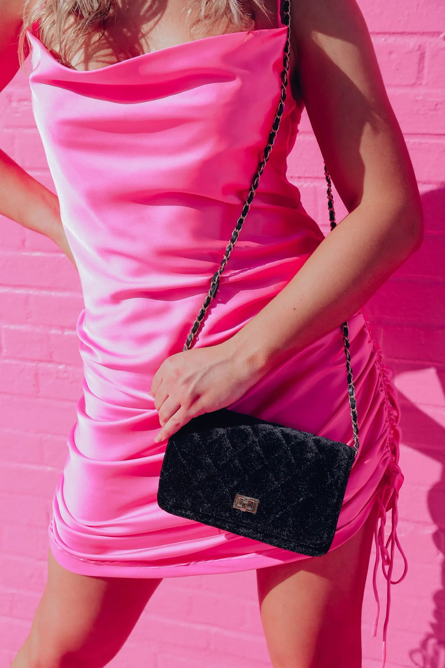 Cairo Quilted Velvet Purse - Black
