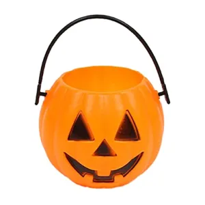 CALANDIS Pumpkin Bucket Portable Trick Or Treat Bucket for Kids Preschool Children