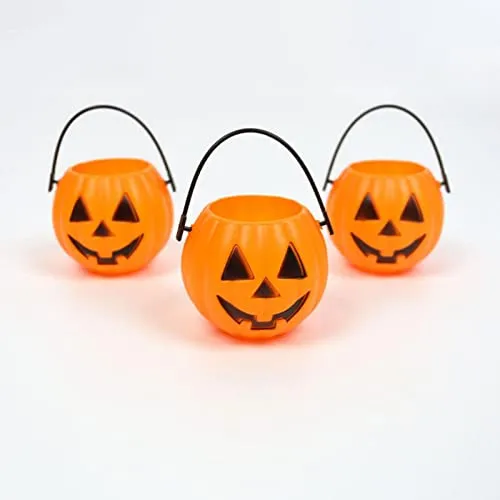 CALANDIS Pumpkin Bucket Portable Trick Or Treat Bucket for Kids Preschool Children