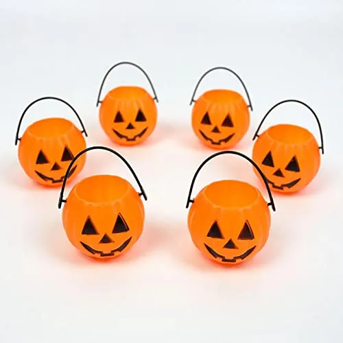 CALANDIS Pumpkin Bucket Portable Trick Or Treat Bucket for Kids Preschool Children