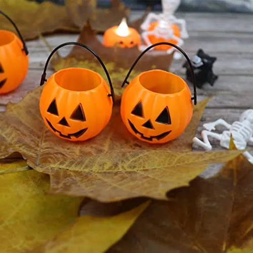 CALANDIS Pumpkin Bucket Portable Trick Or Treat Bucket for Kids Preschool Children