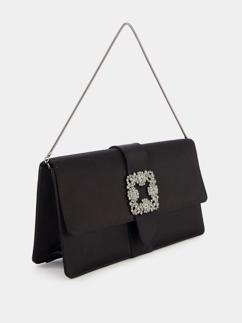 Capri Satin Black Clutch