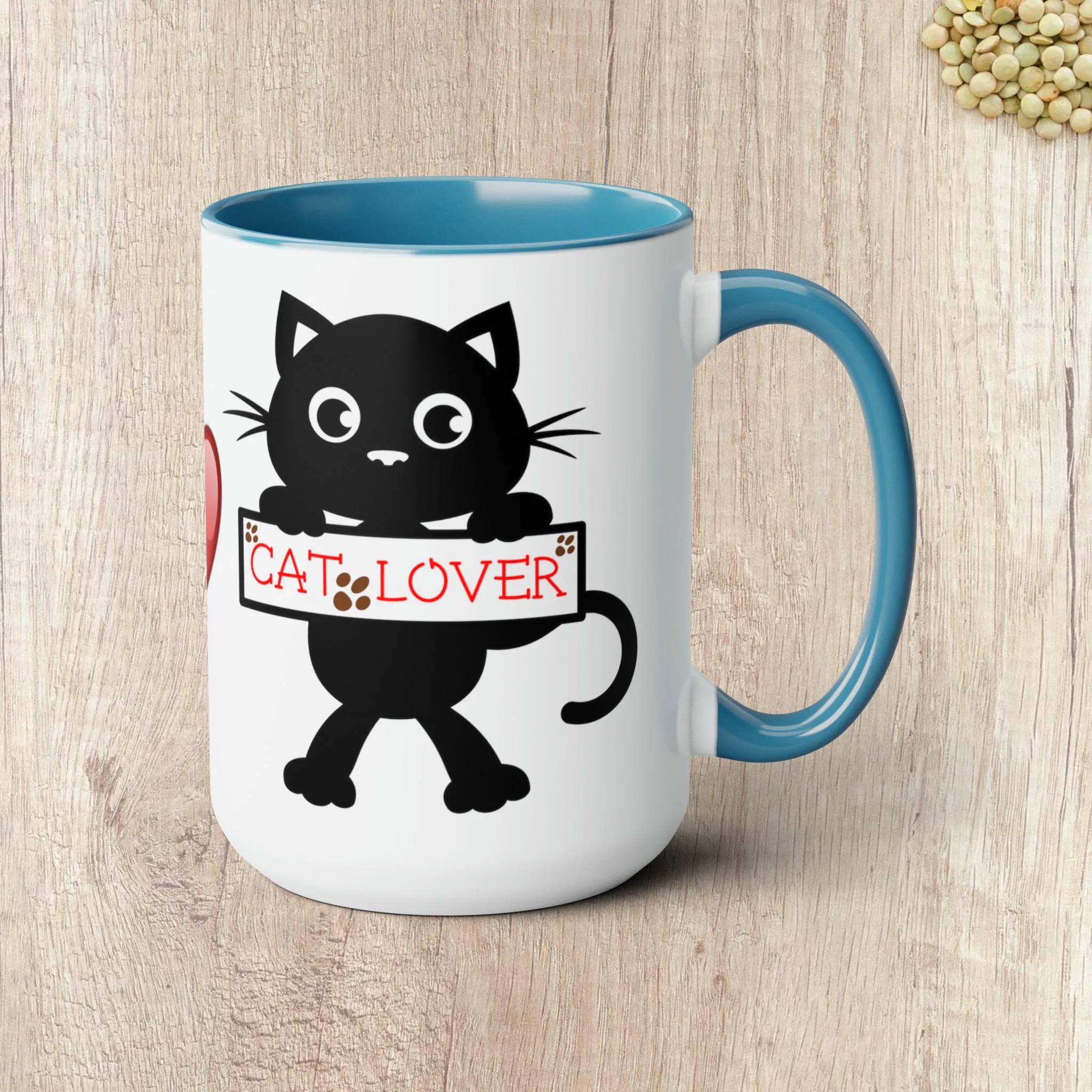 CAT LOVER - Two-Tone Coffee Mug - 15oz - 5 Color Options