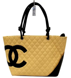 CHANEL Beige Quilted Leather Ligne Cambon Large Tote Bag