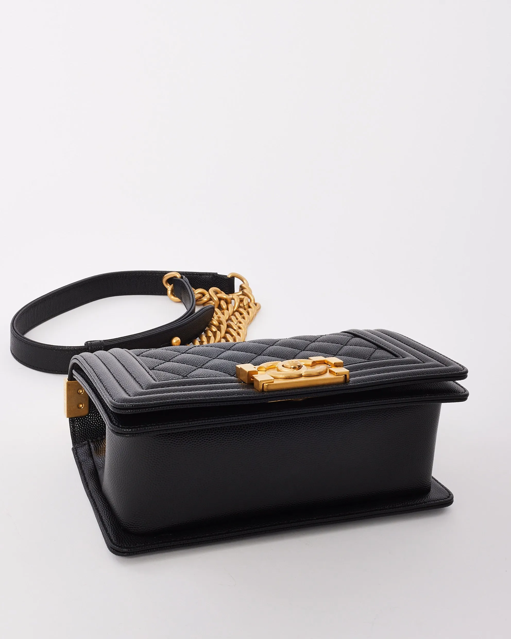 Chanel Black Caviar Leather Quilted Small Boy Bag GHW