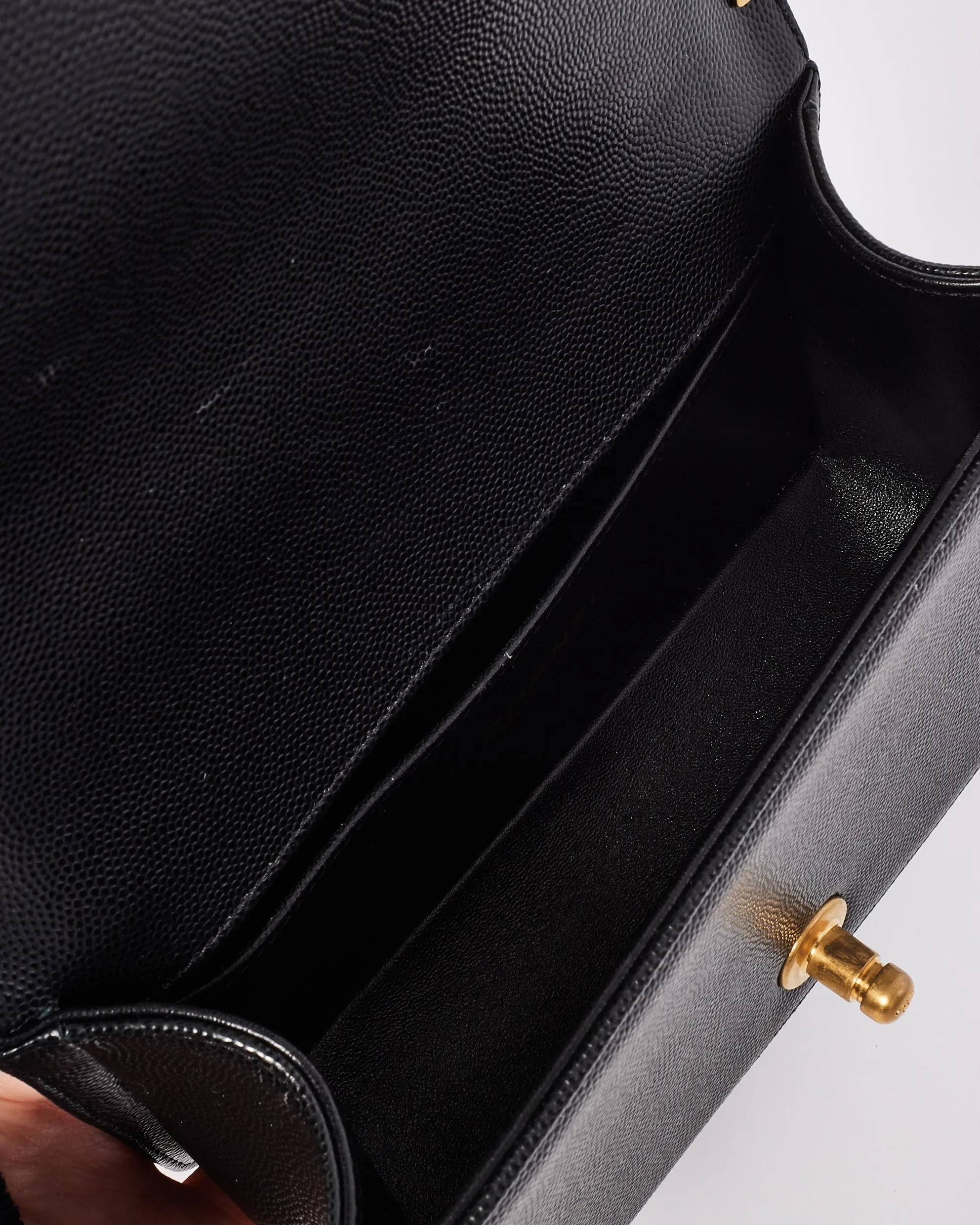 Chanel Black Caviar Leather Quilted Small Boy Bag GHW