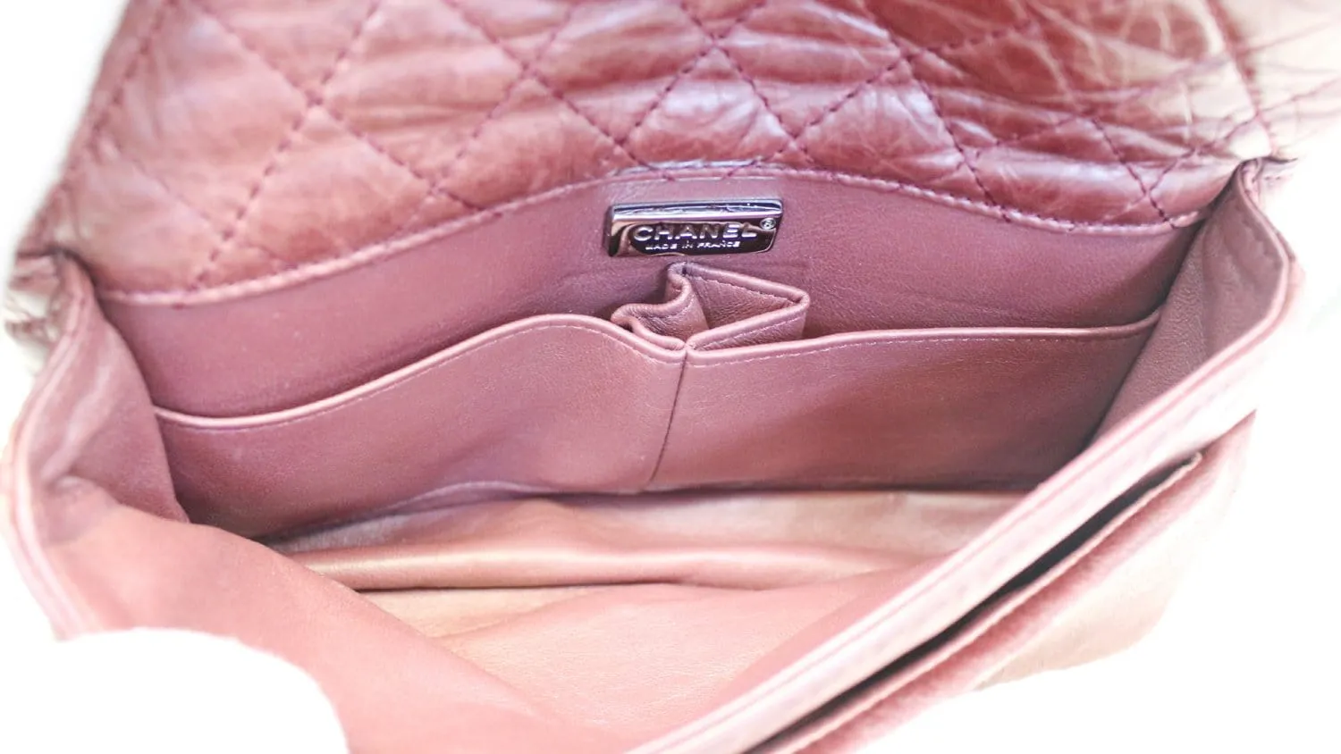CHANEL Burgundy Quilted Leather Pony Hair Double Flap Shoulder Bag
