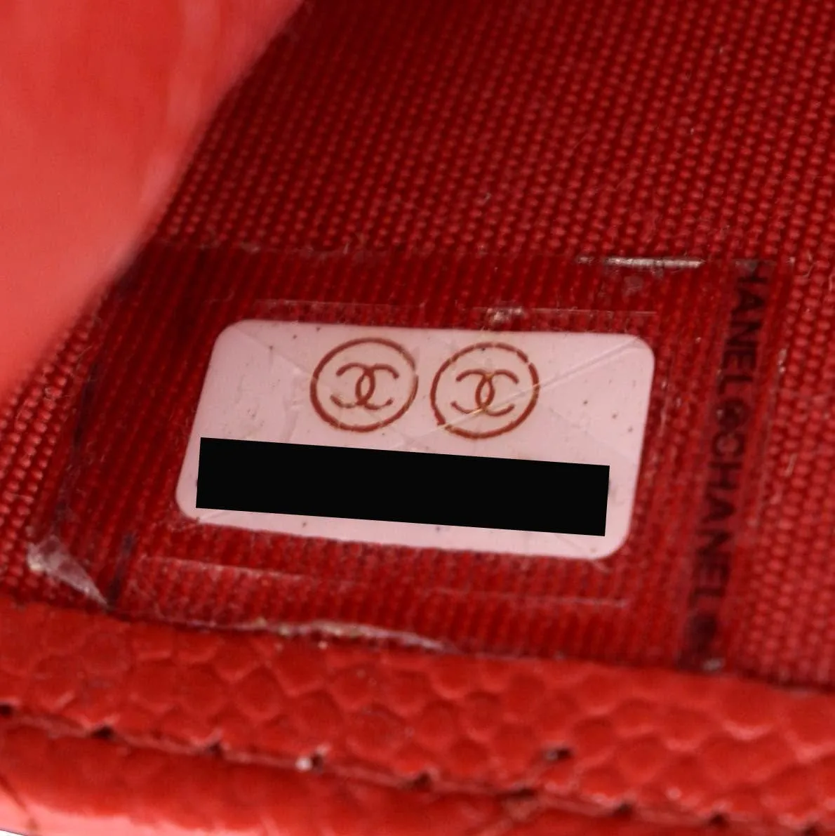 CHANEL CC Card Holder Quilted Caviar Leather Wallet Red