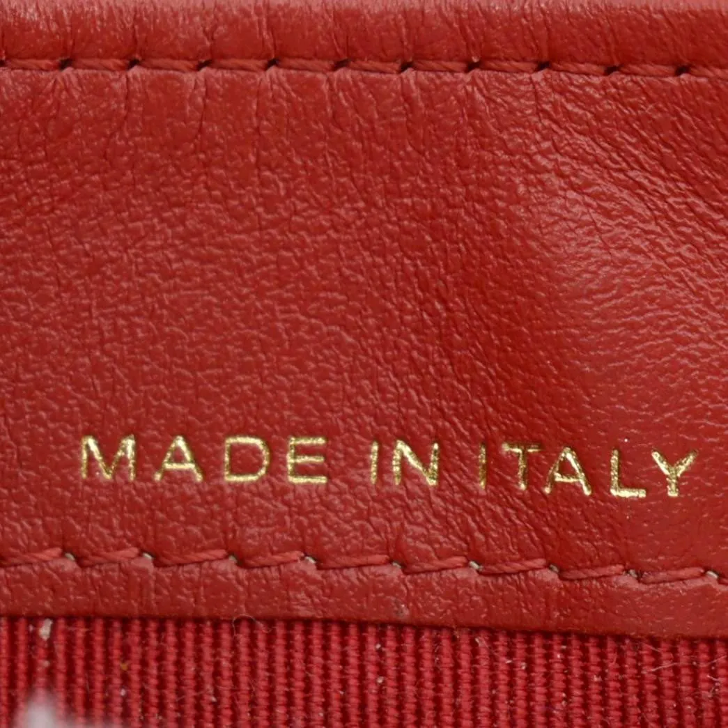 CHANEL CC Card Holder Quilted Caviar Leather Wallet Red
