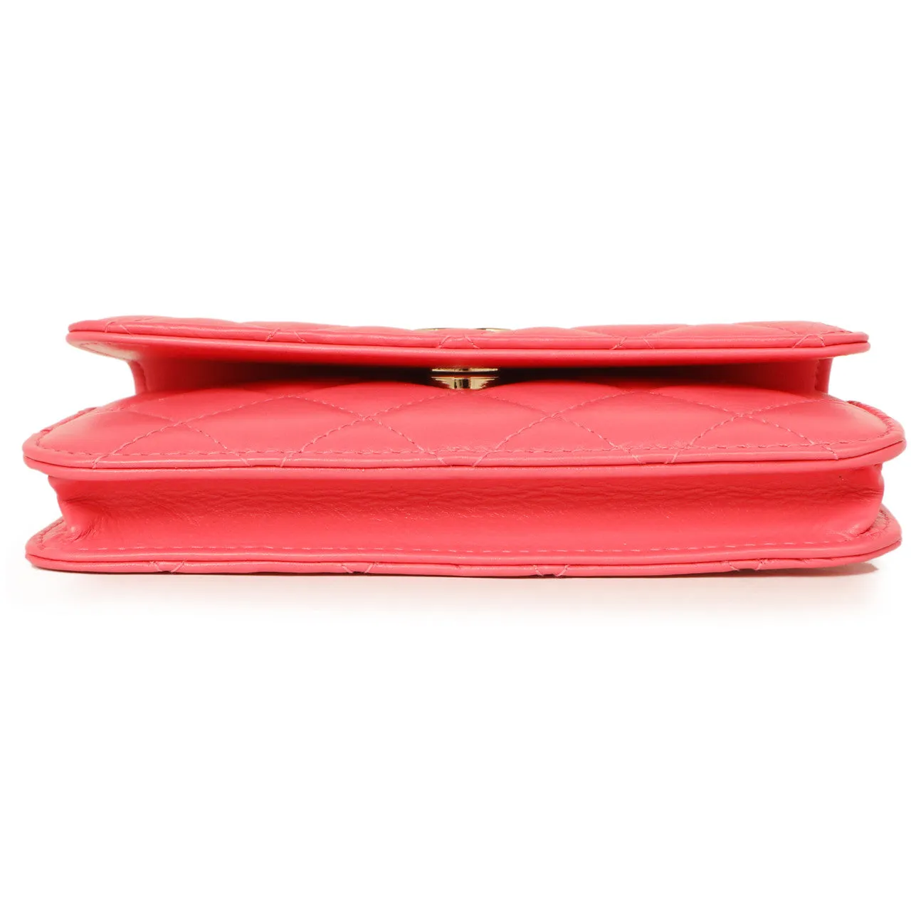 Chanel Pink Quilted Calfskin Pearl Clutch With Chain