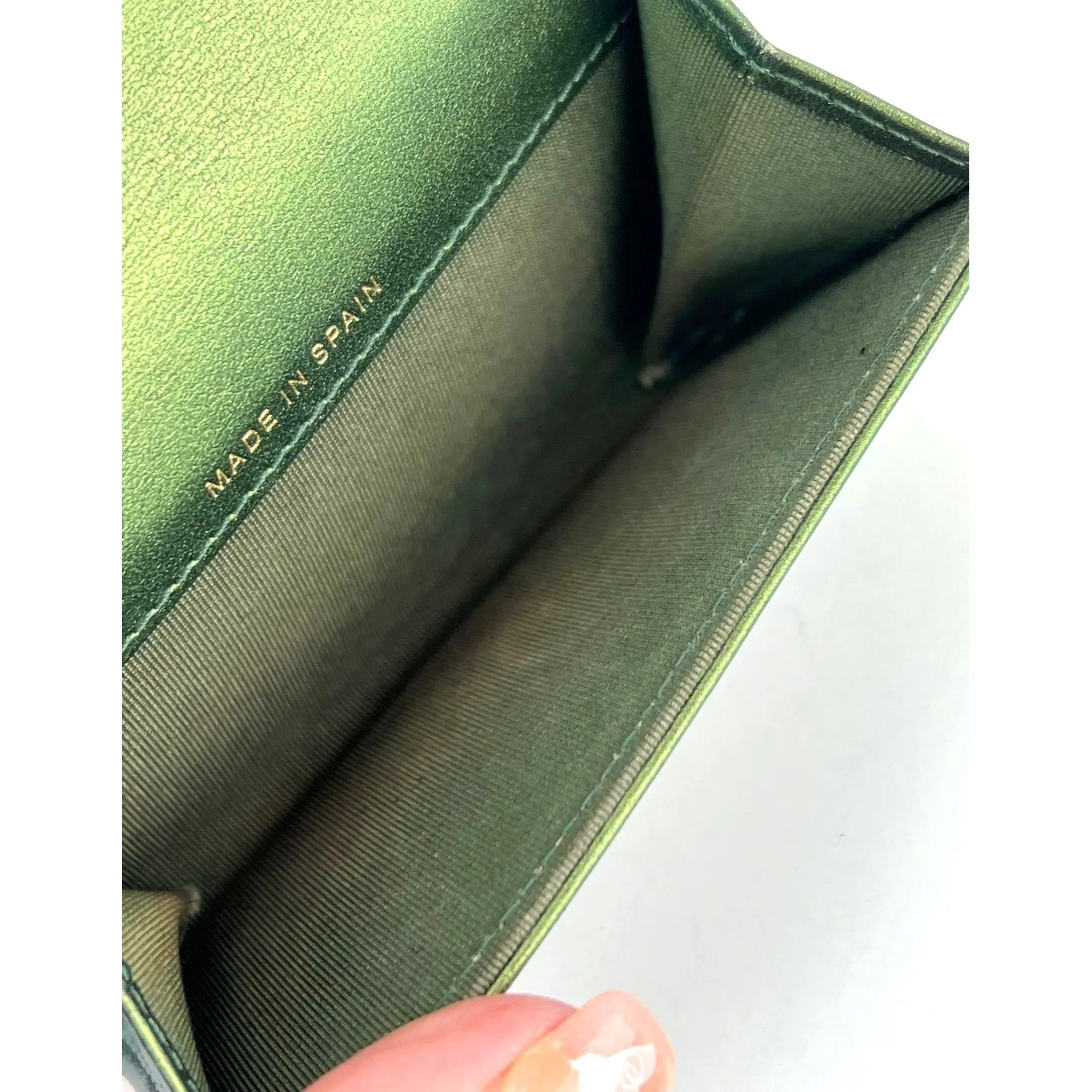 CHANEL Quilted Reissue Small Leather Flap Card Holder Iridescent Green Wallet