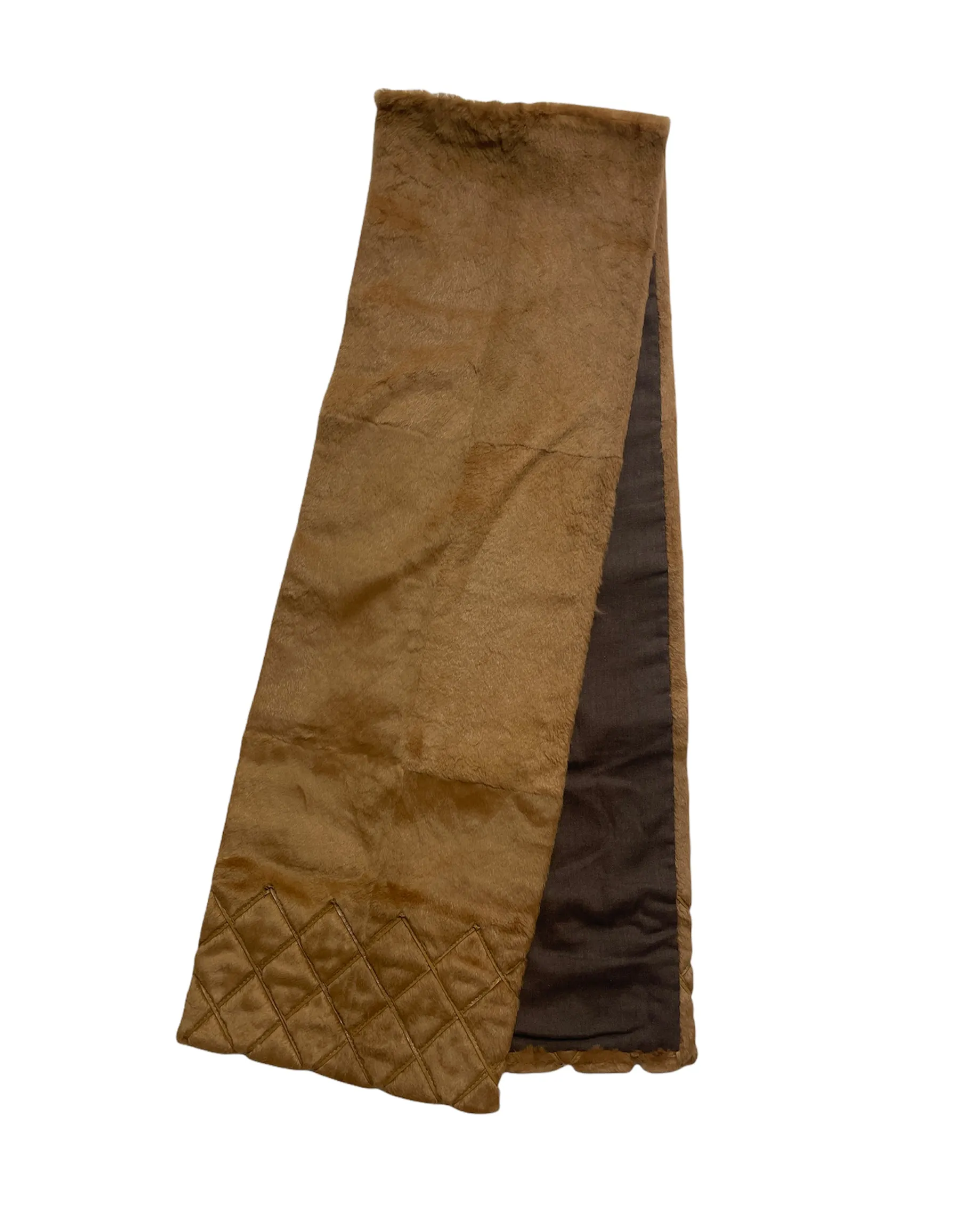 Chanel Tan Rabbit Fur Stole Scarf w. Quilting