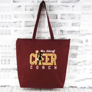 Cheer Coach Custom Color Personalized Tote or Duffle Bag