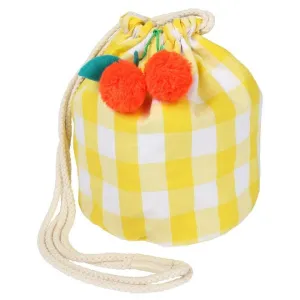 Cherry Gingham Drawstring Bag