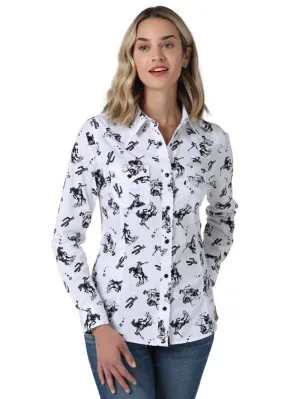 CL112330046-Wrangler Ladies L/S Western Print Shirt